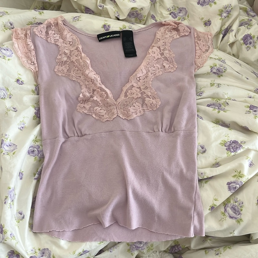 Adorable Pink/lilac Lace DKNY Jeans Tank top!